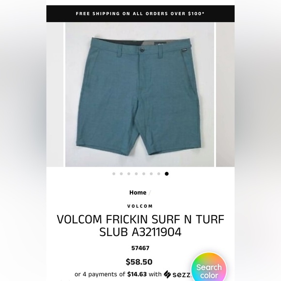 VOLCOM Surf and Turf Hybrid Shorts in Blue Men's 27 Waist - Picture 5 of 5